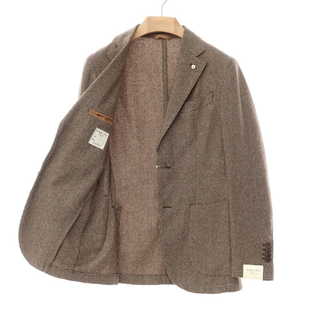 【新品】エルビーエム1911 L.B.M.1911 ウールポリエステル ハウンドトゥース 2B カジュアルジャケット ベージュxブラック【サイズ44】【BEI】【A/W】【状態ランクN】【メンズ】【769170】