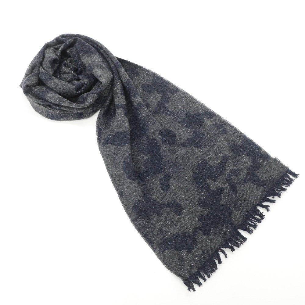 【新品】ジャンネット giannetto ウールナイロンシルク カモフラージュ柄 マフラー グレーxネイビー【GRY】【A/W】【状態ランクN】【メンズ】【768976】