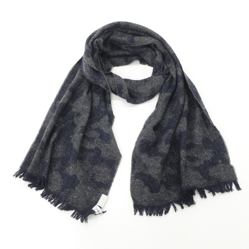 【新品】ジャンネット giannetto ウールナイロンシルク カモフラージュ柄 マフラー グレーxネイビー【GRY】【A/W】【状態ランクN】【メンズ】【768976】