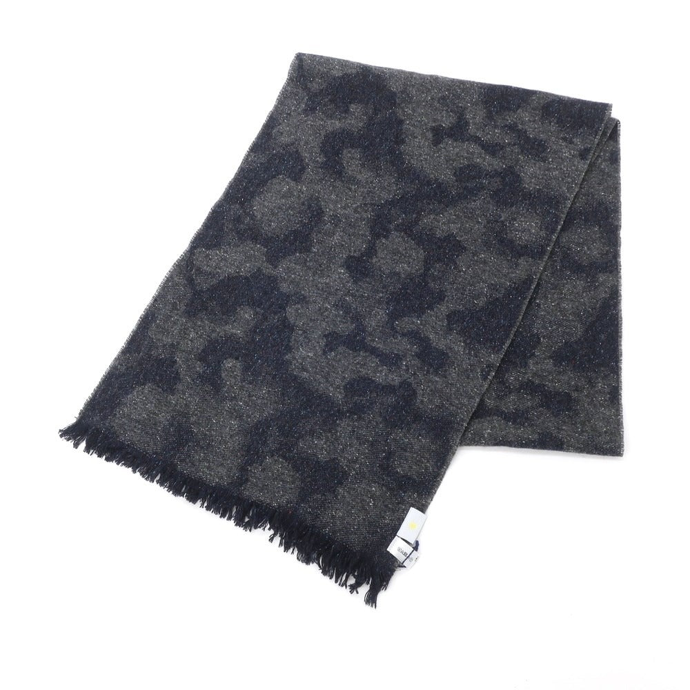 【新品】ジャンネット giannetto ウールナイロンシルク カモフラージュ柄 マフラー グレーxネイビー【GRY】【A/W】【状態ランクN】【メンズ】【768976】
