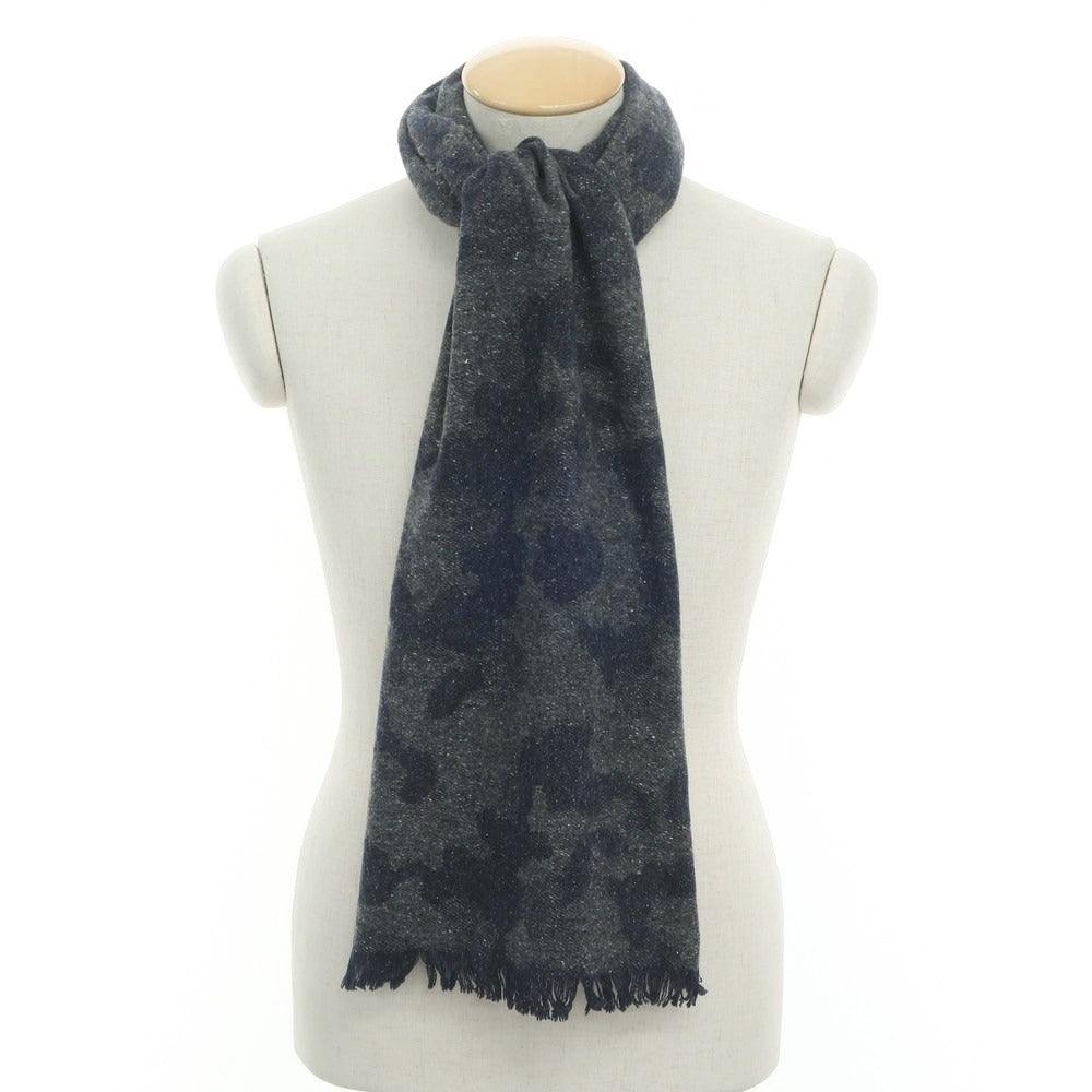 【新品】ジャンネット giannetto ウールナイロンシルク カモフラージュ柄 マフラー グレーxネイビー【GRY】【A/W】【状態ランクN】【メンズ】【768976】