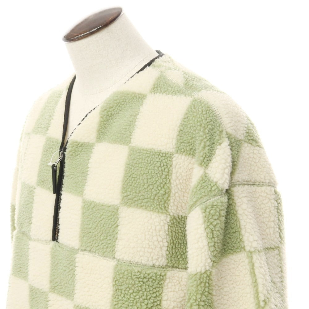 【中古】サタデーズ ニューヨークシティ Saturdays NYC チェック プルオーバー フリースジャケット アイボリーxグリーン系【サイズL】【GRN】【A/W】【状態ランクC】【メンズ】【768890】
