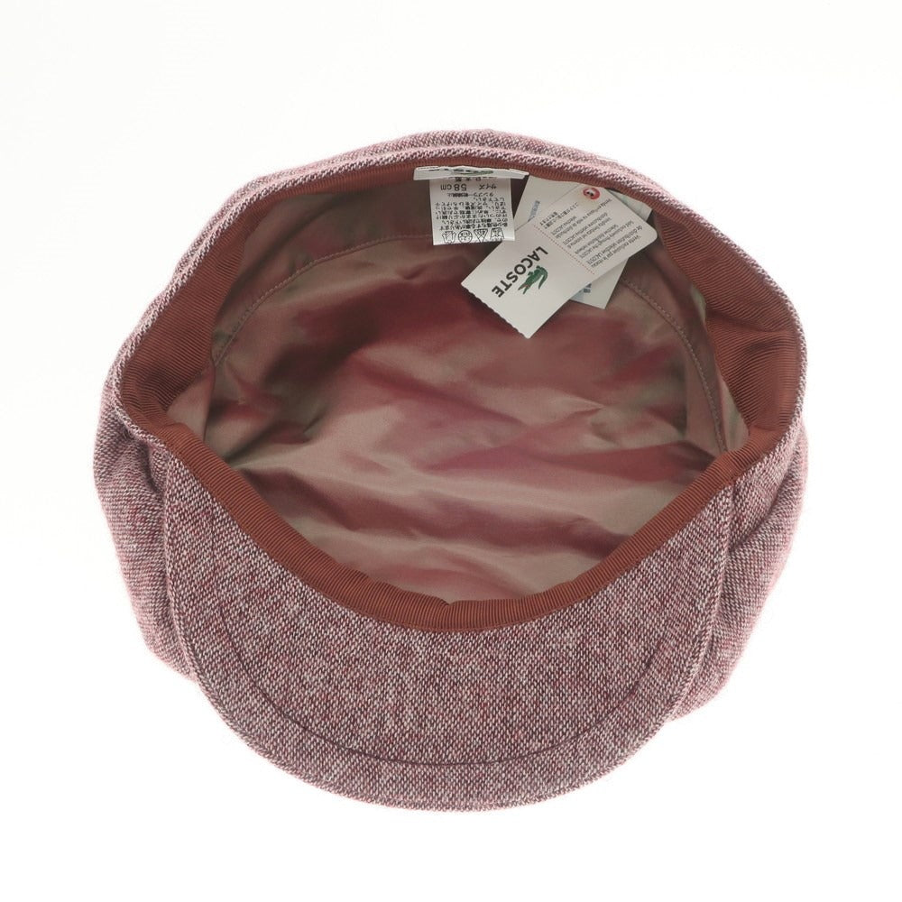 【中古】【未使用】ラコステ LACOSTE ウールポリエステル ハンチング キャップ ワインレッドxホワイト【サイズ58cm】【RED】【A/W】【状態ランクS】【メンズ】【769083】