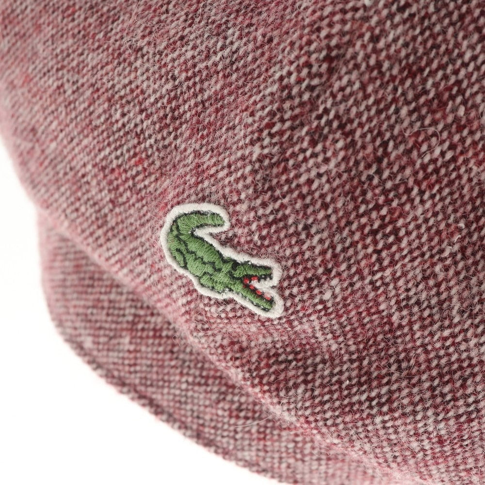 【中古】【未使用】ラコステ LACOSTE ウールポリエステル ハンチング キャップ ワインレッドxホワイト【サイズ58cm】【RED】【A/W】【状態ランクS】【メンズ】【769083】