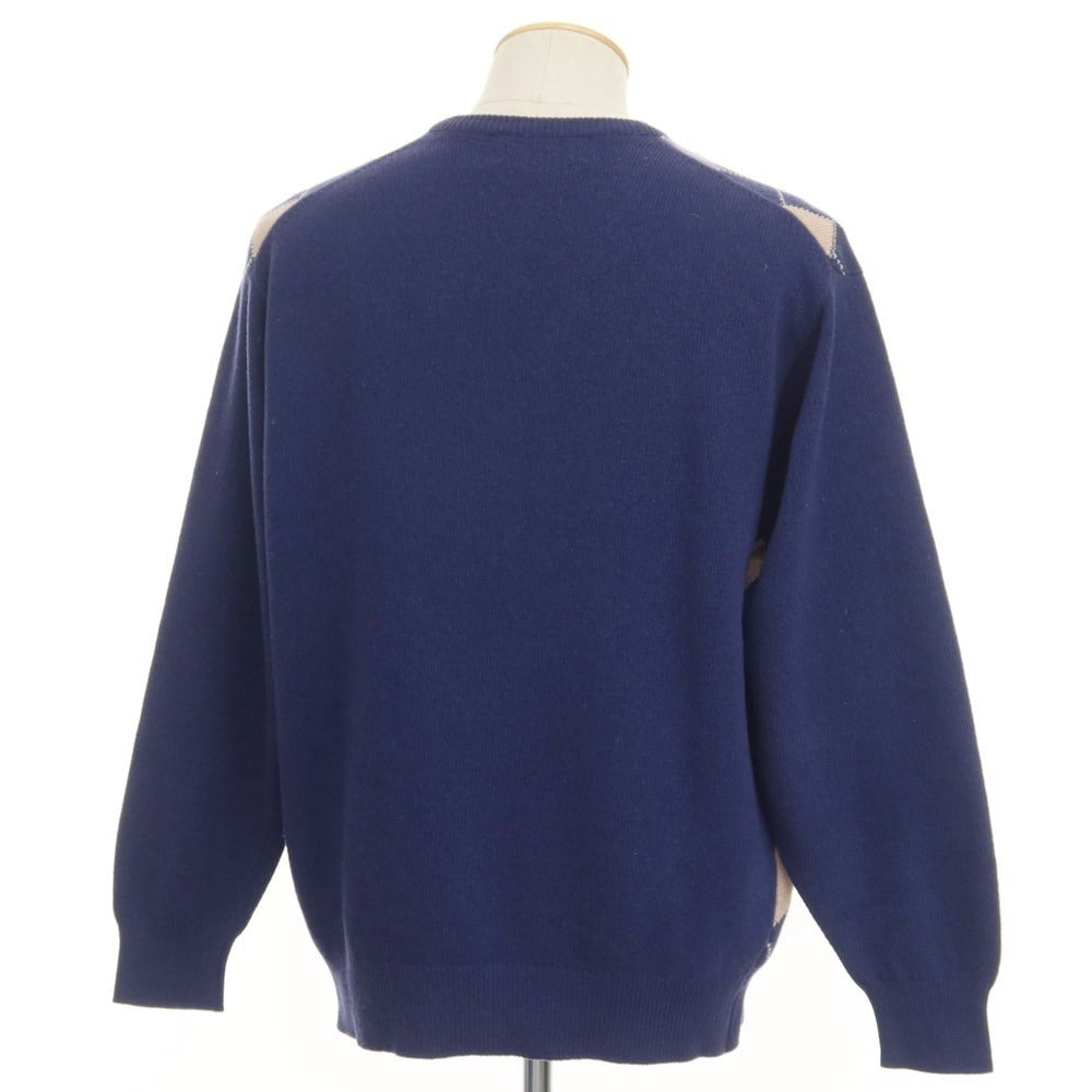 【中古】シップス SHIPS ウール アーガイル Vネック プルオーバーニット ライトネイビー【サイズ44】【NVY】【A/W】【状態ランクC】【メンズ】【768989】