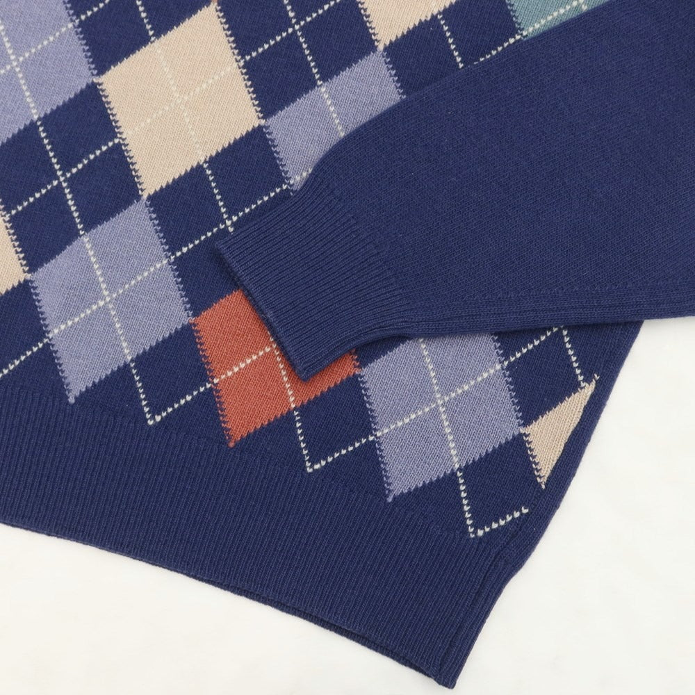 【中古】シップス SHIPS ウール アーガイル Vネック プルオーバーニット ライトネイビー【サイズ44】【NVY】【A/W】【状態ランクC】【メンズ】【768989】