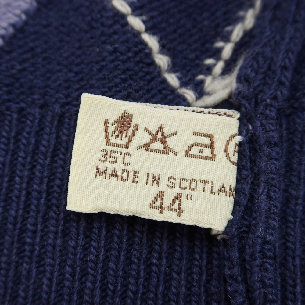 【中古】シップス SHIPS ウール アーガイル Vネック プルオーバーニット ライトネイビー【サイズ44】【NVY】【A/W】【状態ランクC】【メンズ】【768989】