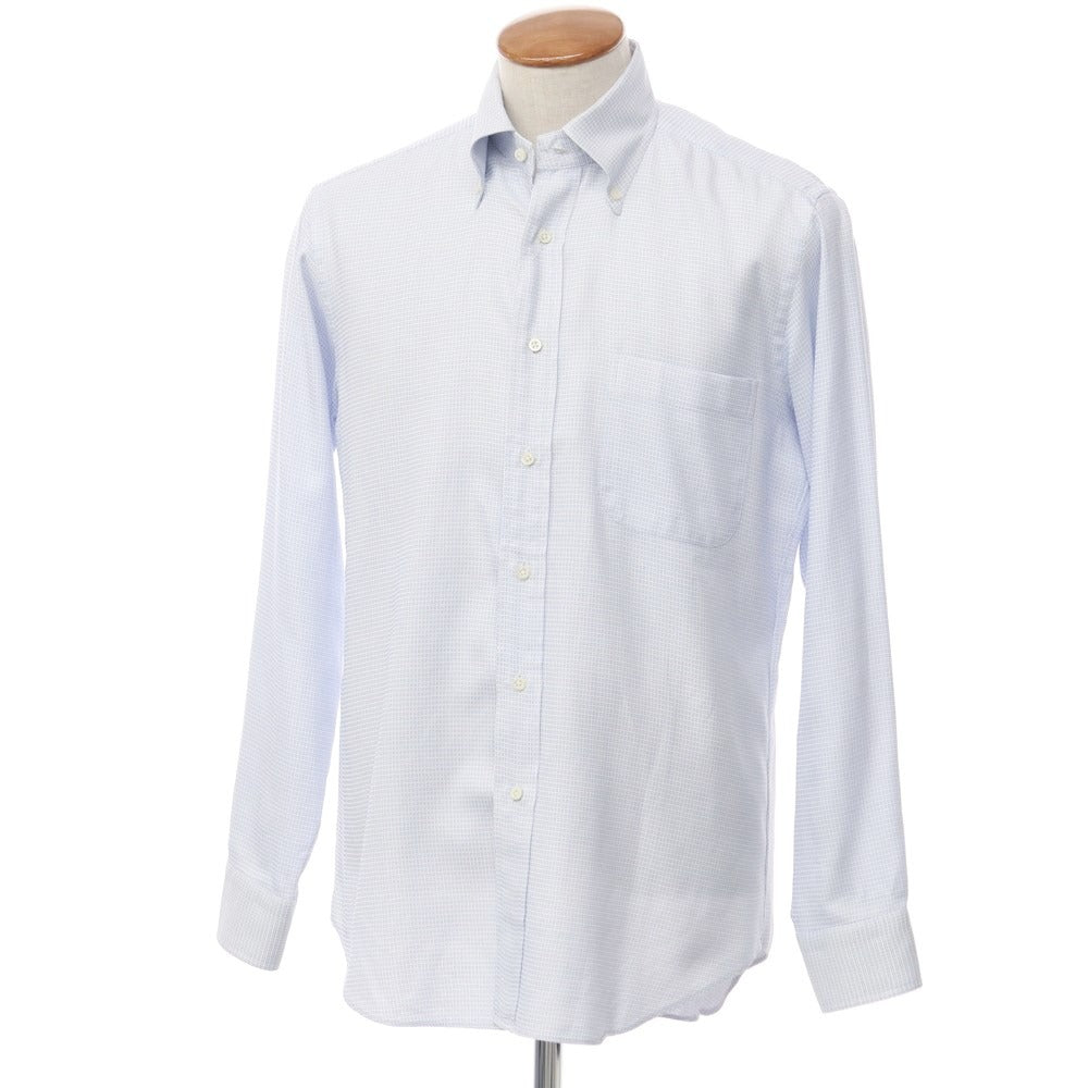 【中古】バーニーズニューヨーク BARNEYS NEWYORK コットン ボタンダウン ドレスシャツ ホワイトxブルー【サイズM】【WHT】【S/S/A/W】【状態ランクB】【メンズ】【769088】