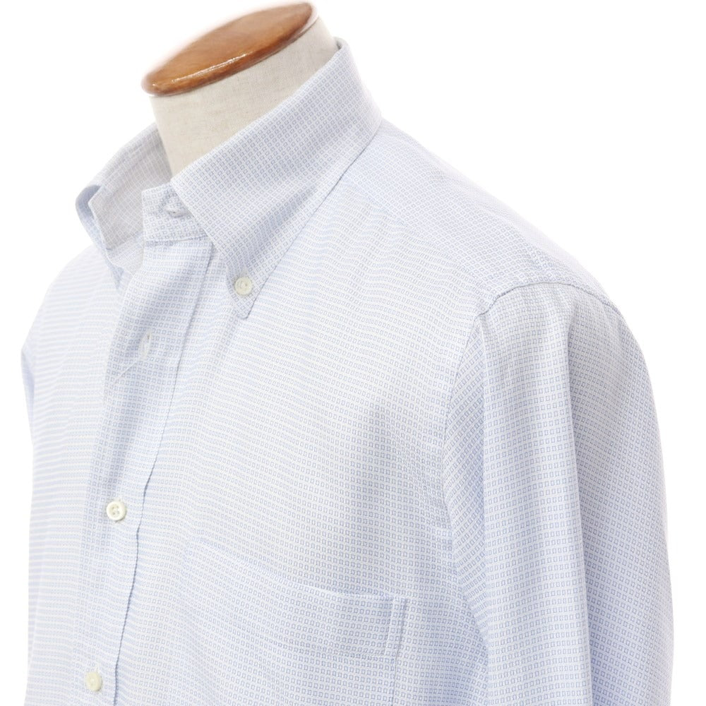 【中古】バーニーズニューヨーク BARNEYS NEWYORK コットン ボタンダウン ドレスシャツ ホワイトxブルー【サイズM】【WHT】【S/S/A/W】【状態ランクB】【メンズ】【769088】