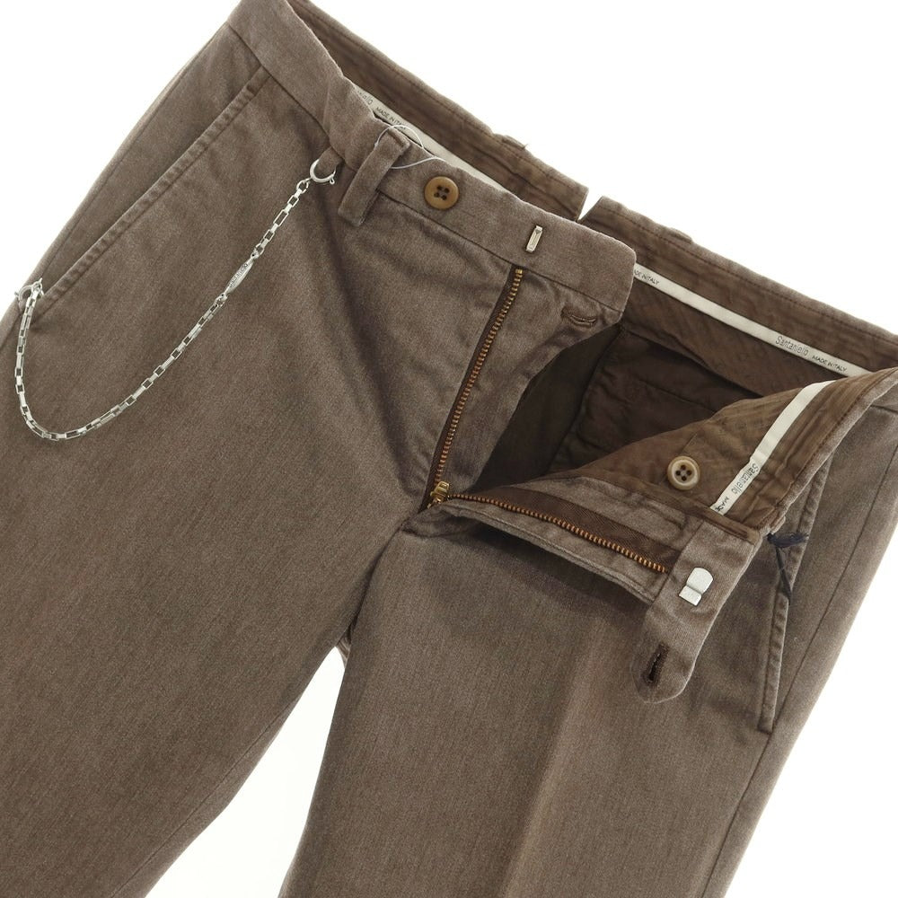 【新品アウトレット】サンタニエッロ SANTANIELLO ストレッチコットンポリエステル スラックスパンツ アッシュブラウン【サイズ44】【BRW】【S/S/A/W】【状態ランクN-】【メンズ】【769090】