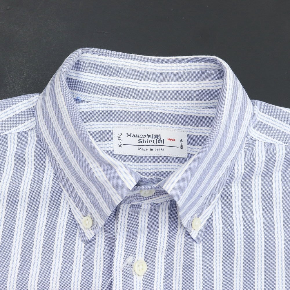 【中古】メイカーズシャツ カマクラ Makers Shirt 鎌倉 コットン ストライプ ボタンダウンシャツ ネイビーxホワイト【サイズ41】【NVY】【S/S/A/W】【状態ランクC】【メンズ】【769084】