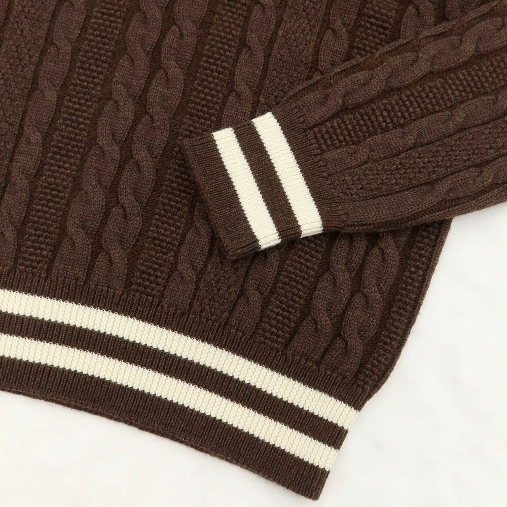 【中古】マクラーレン Mc Laren ウール Vネック チルデンニット ブラウンxオフホワイト【サイズ46】【BRW】【A/W】【状態ランクB】【メンズ】【768981】