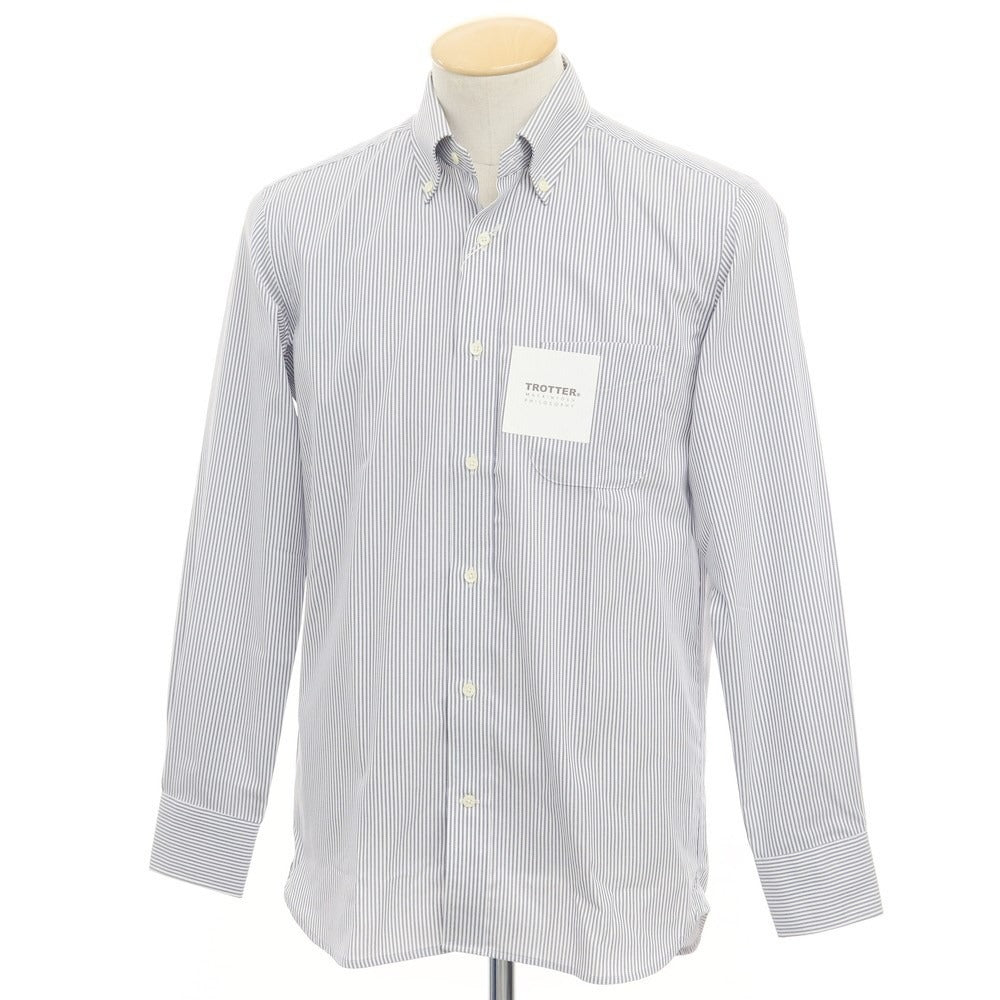 【中古】【未使用】マッキントッシュフィロソフィー MACKINTOSH PHILOSOPHY TROTTER コットンポリエステル ボタンダウンシャツ ホワイトxネイビー【サイズ38】【WHT】【S/S/A/W】【状態ランクS】【メンズ】【769083】