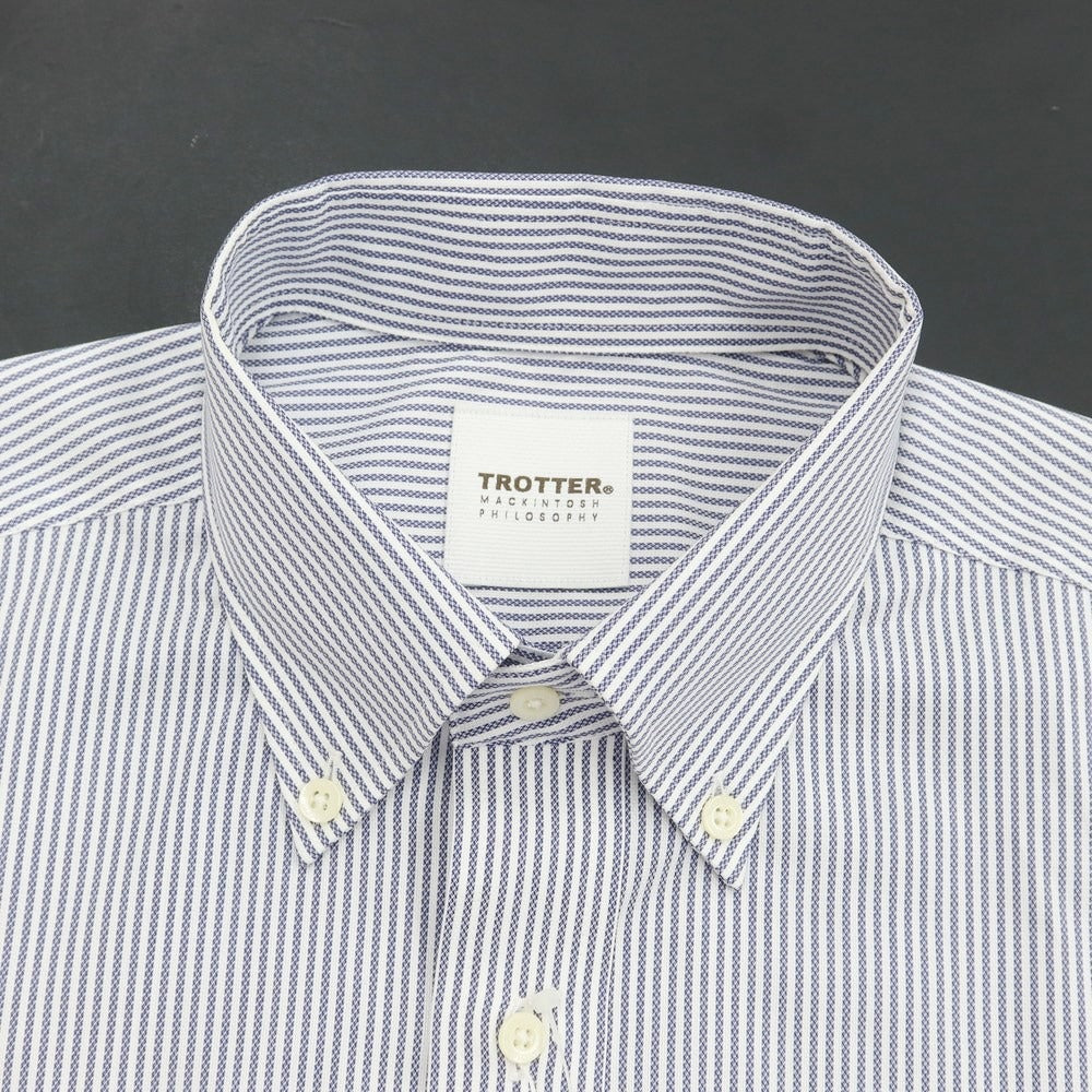 【中古】【未使用】マッキントッシュフィロソフィー MACKINTOSH PHILOSOPHY TROTTER コットンポリエステル ボタンダウンシャツ ホワイトxネイビー【サイズ38】【WHT】【S/S/A/W】【状態ランクS】【メンズ】【769083】