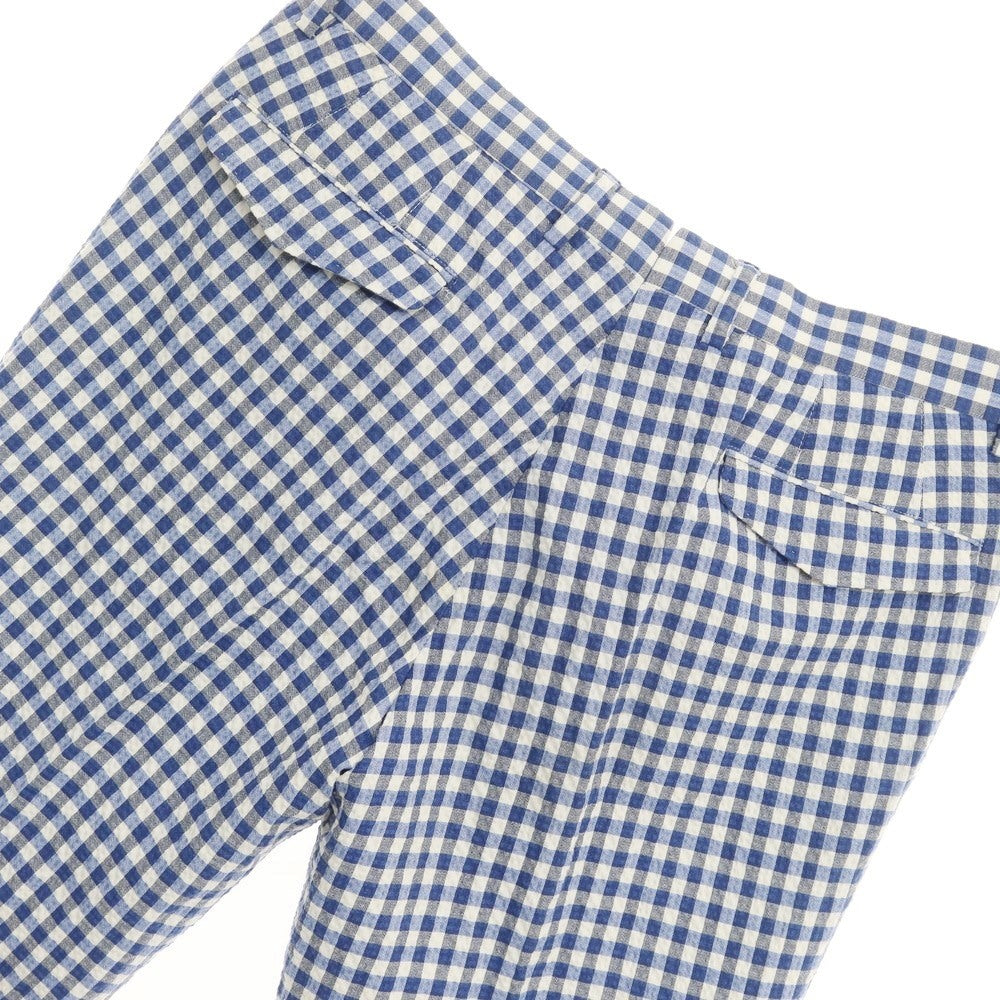 【中古】リングヂャケット リングジャケット RING JACKET シアサッカーストレッチコットン チェック スラックスパンツ ネイビーブルーxホワイト【サイズ48】【NVY】【S/S】【状態ランクB】【メンズ】【769077】
