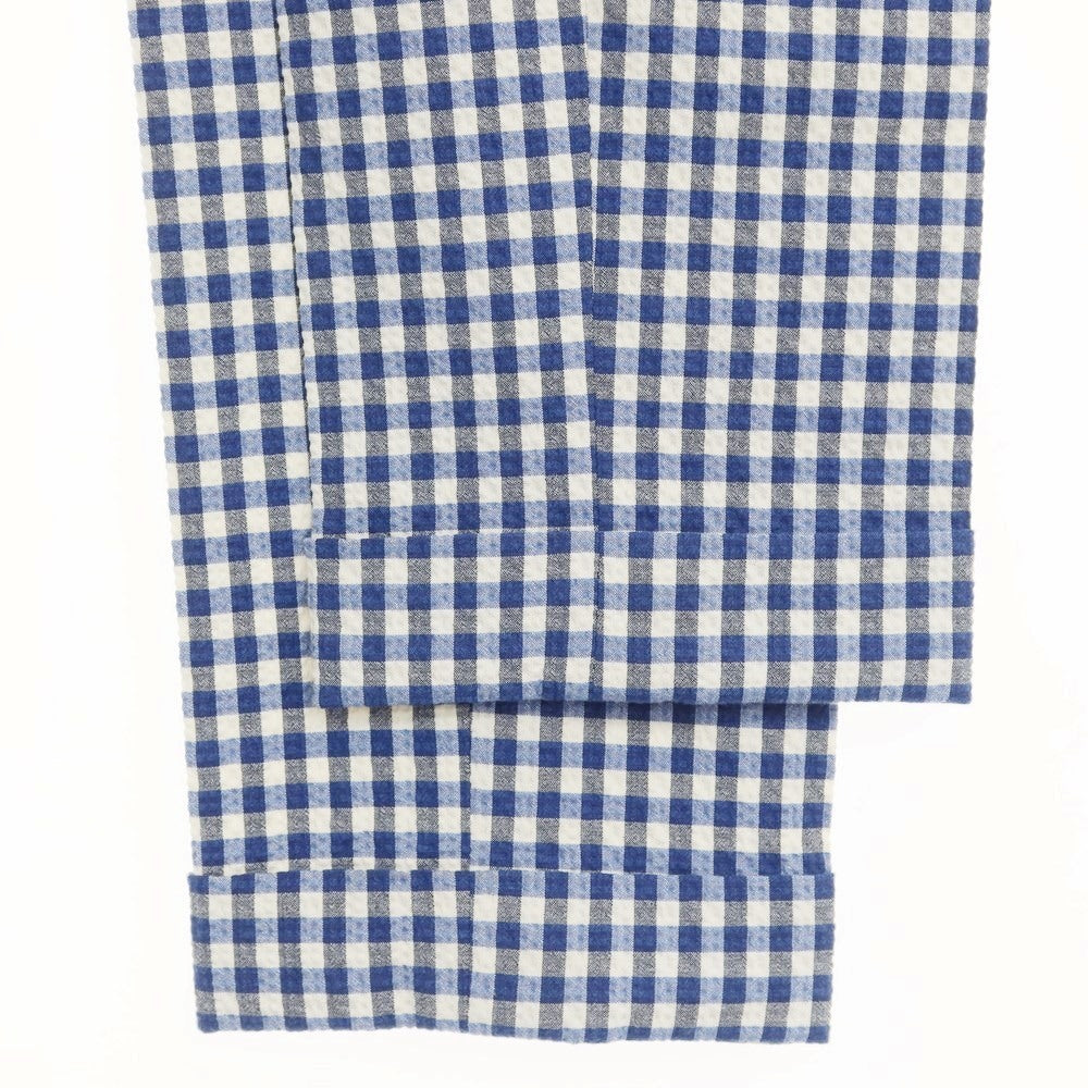 【中古】リングヂャケット リングジャケット RING JACKET シアサッカーストレッチコットン チェック スラックスパンツ ネイビーブルーxホワイト【サイズ48】【NVY】【S/S】【状態ランクB】【メンズ】【769077】