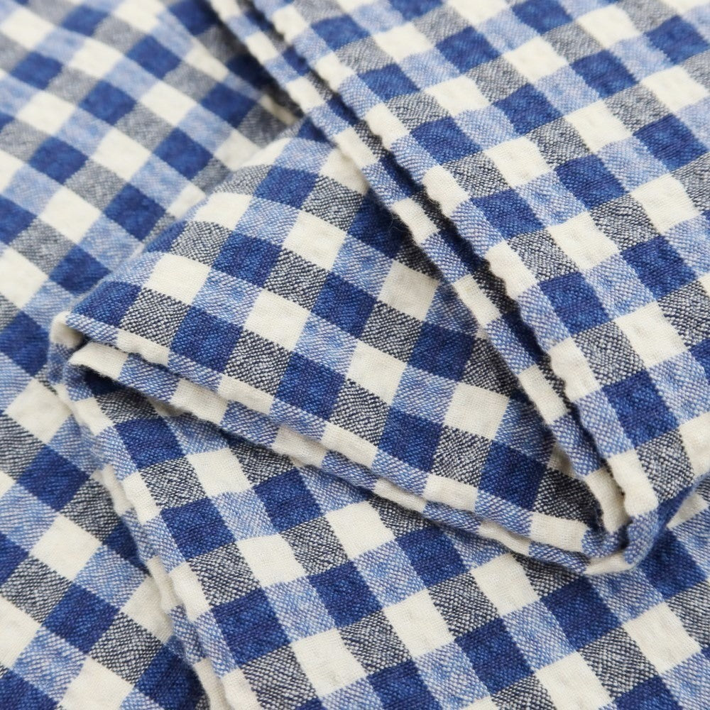 【中古】リングヂャケット リングジャケット RING JACKET シアサッカーストレッチコットン チェック スラックスパンツ ネイビーブルーxホワイト【サイズ48】【NVY】【S/S】【状態ランクB】【メンズ】【769077】