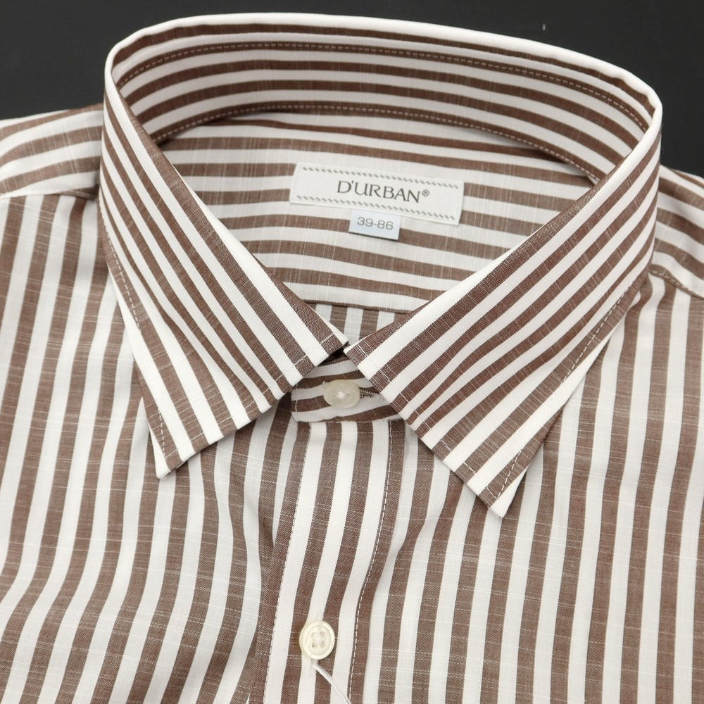 【中古】【未使用】ダーバン D’URBAN ストライプ ドレスシャツ ブラウンxホワイト【サイズ39-86】【BRW】【S/S/A/W】【状態ランクS】【メンズ】【769070】