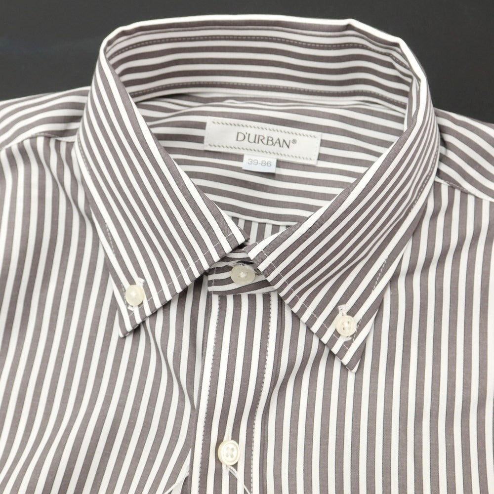 【中古】【未使用】ダーバン D’URBAN ストライプ BDドレスシャツ ウォームグレーxホワイト【サイズ39-86】【GRY】【S/S/A/W】【状態ランクS】【メンズ】【769070】