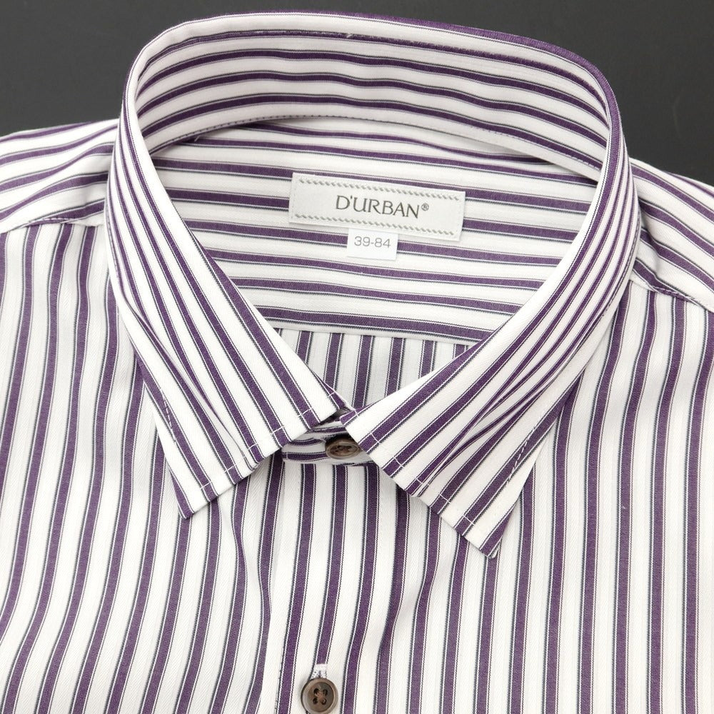 【中古】【未使用】ダーバン D’URBAN ストライプ ドレスシャツ ホワイトxダークパープル【サイズ39-84】【WHT】【S/S/A/W】【状態ランクS】【メンズ】【769070】