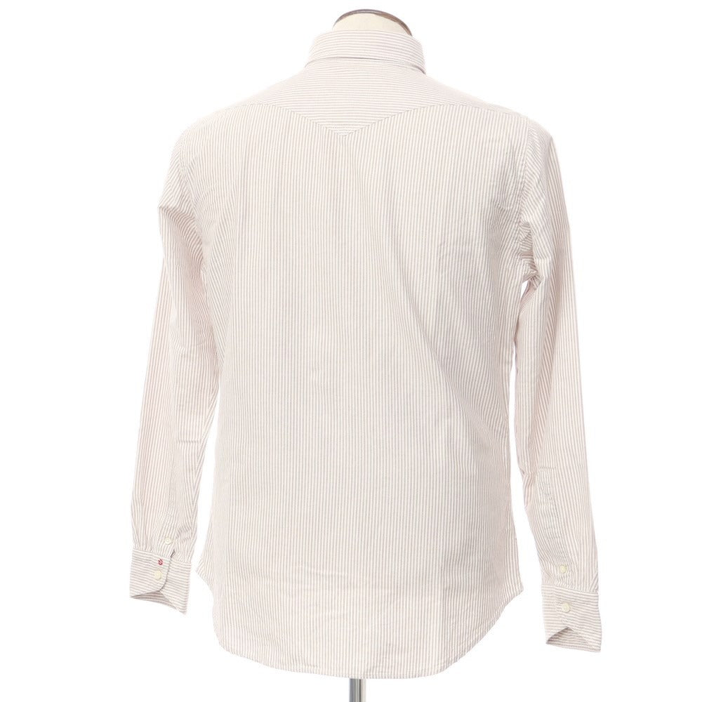 【中古】ボルゾネッラ BOLZONELLA オックスフォード ストライプ BDシャツ ホワイトxブラウン【サイズ41】【BRW】【S/S/A/W】【状態ランクB】【メンズ】【768988】