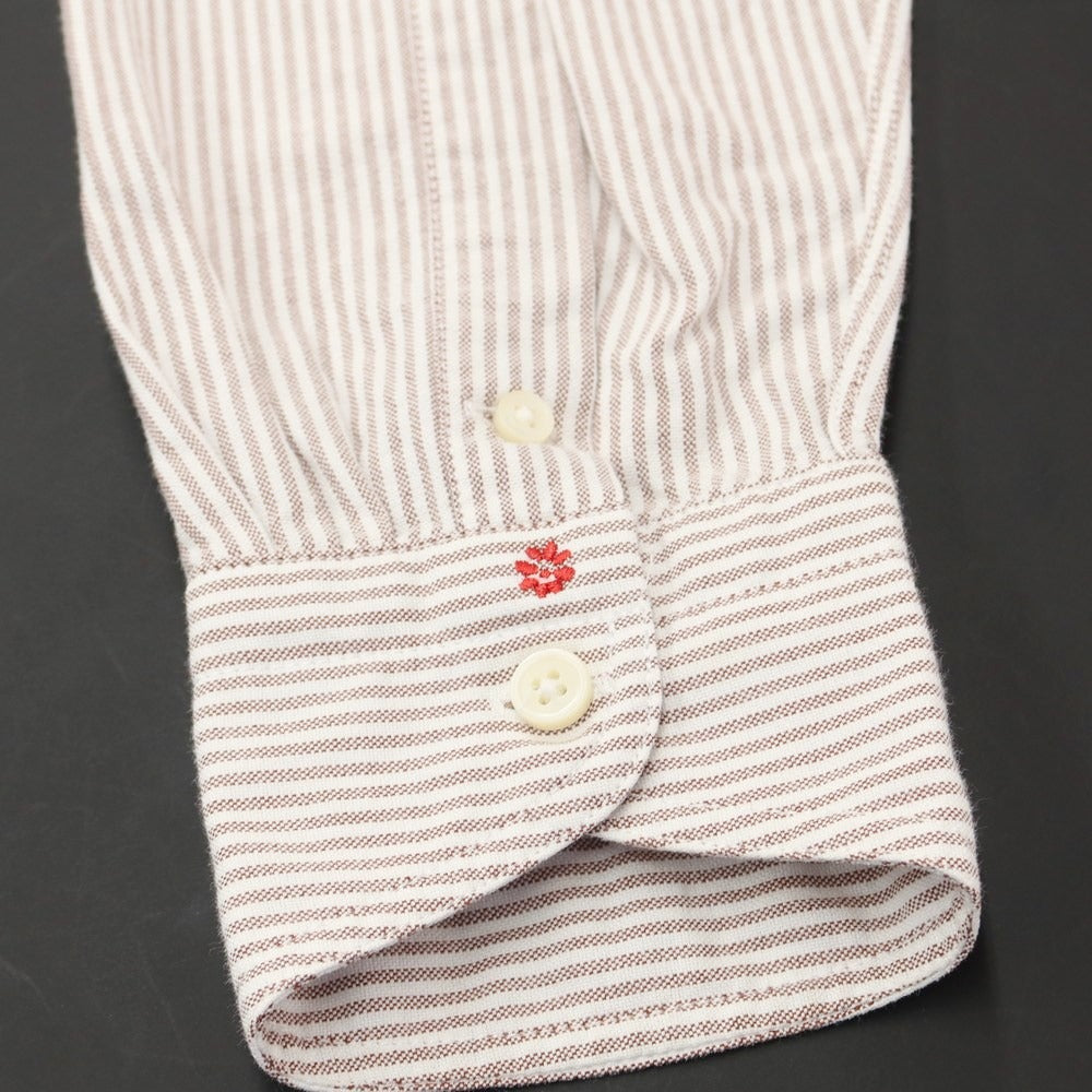 【中古】ボルゾネッラ BOLZONELLA オックスフォード ストライプ BDシャツ ホワイトxブラウン【サイズ41】【BRW】【S/S/A/W】【状態ランクB】【メンズ】【768988】