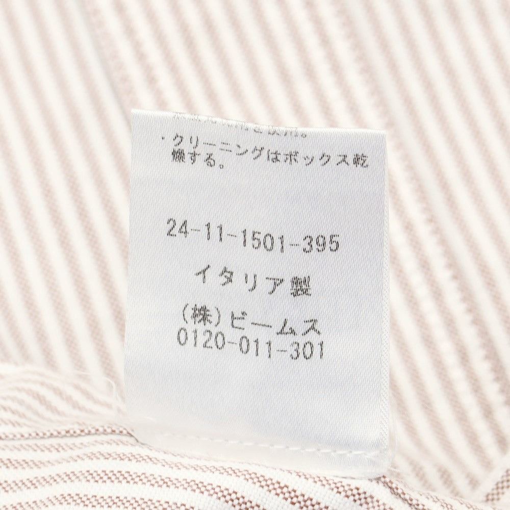 【中古】ボルゾネッラ BOLZONELLA オックスフォード ストライプ BDシャツ ホワイトxブラウン【サイズ41】【BRW】【S/S/A/W】【状態ランクB】【メンズ】【768988】
