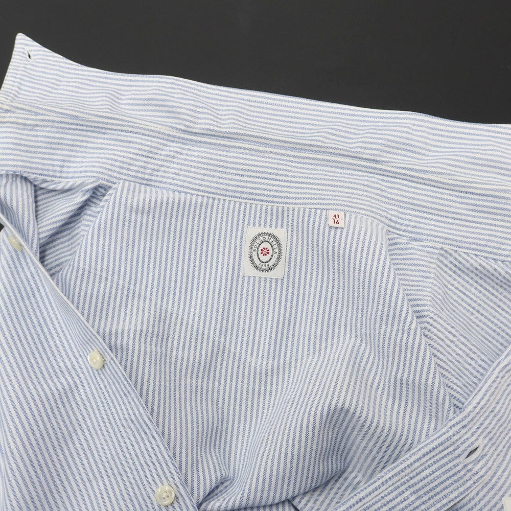 【中古】ボルゾネッラ BOLZONELLA オックスフォード ストライプ BDシャツ ホワイトxブルー【サイズ41】【BLU】【S/S/A/W】【状態ランクC】【メンズ】【768988】