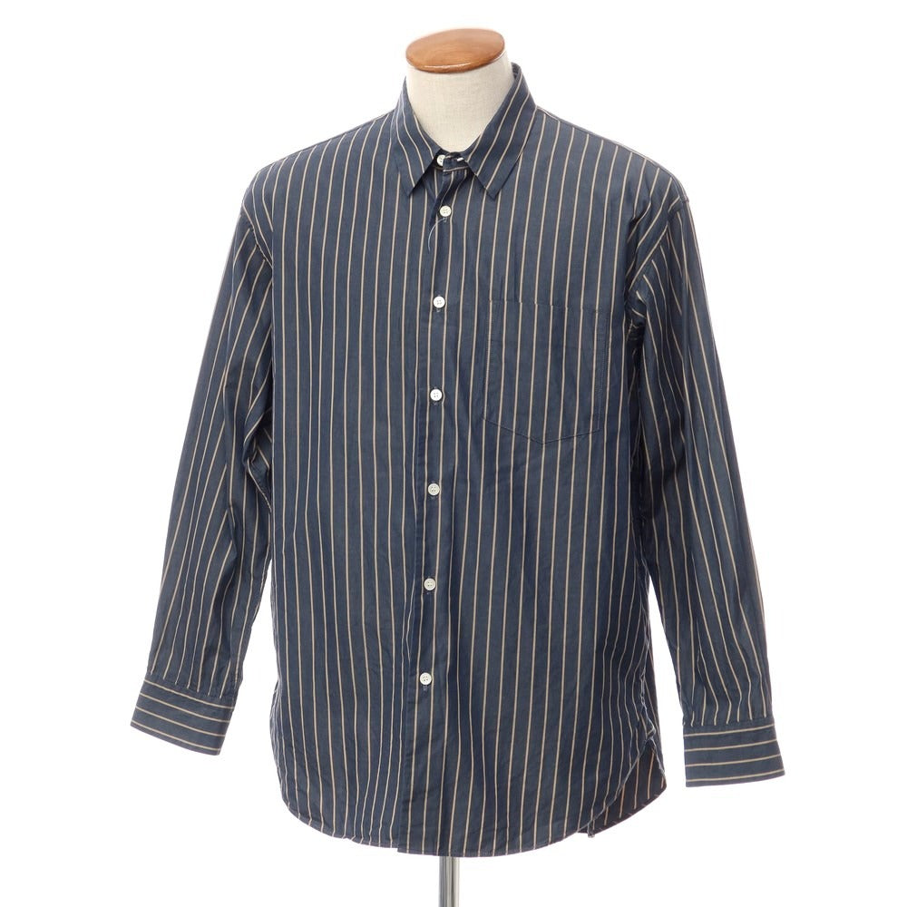 【中古】ウィーウィル WEWILL コットン ストライプ シャツ ネイビーxベージュ【サイズ2】【NVY】【S/S/A/W】【状態ランクB】【メンズ】【768988】