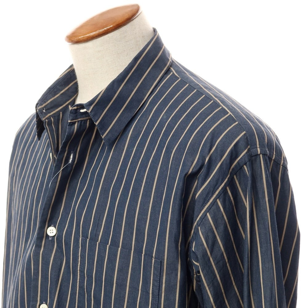 【中古】ウィーウィル WEWILL コットン ストライプ シャツ ネイビーxベージュ【サイズ2】【NVY】【S/S/A/W】【状態ランクB】【メンズ】【768988】