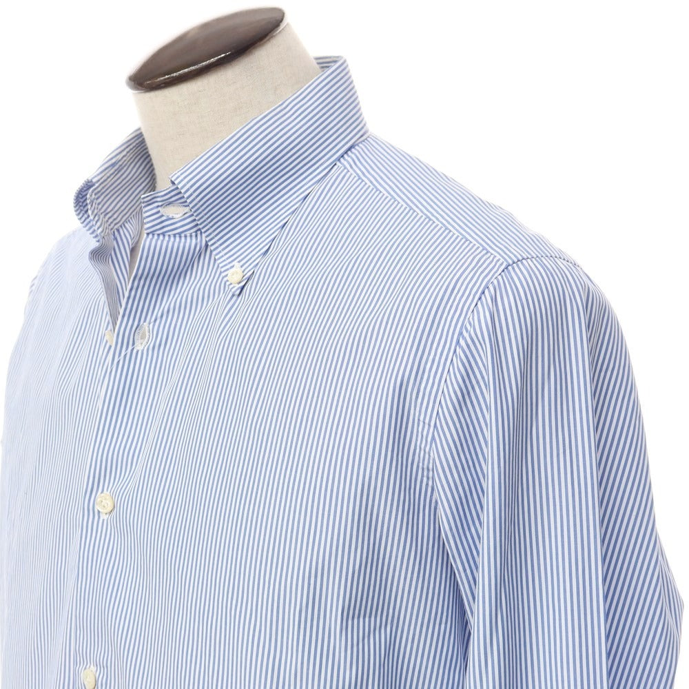 【中古】ルイジ ボレッリ Luigi Borrelli ブロードコットン ストライプ BDシャツ ブルーxホワイト【サイズ42】【BLU】【S/S/A/W】【状態ランクC】【メンズ】【768988】