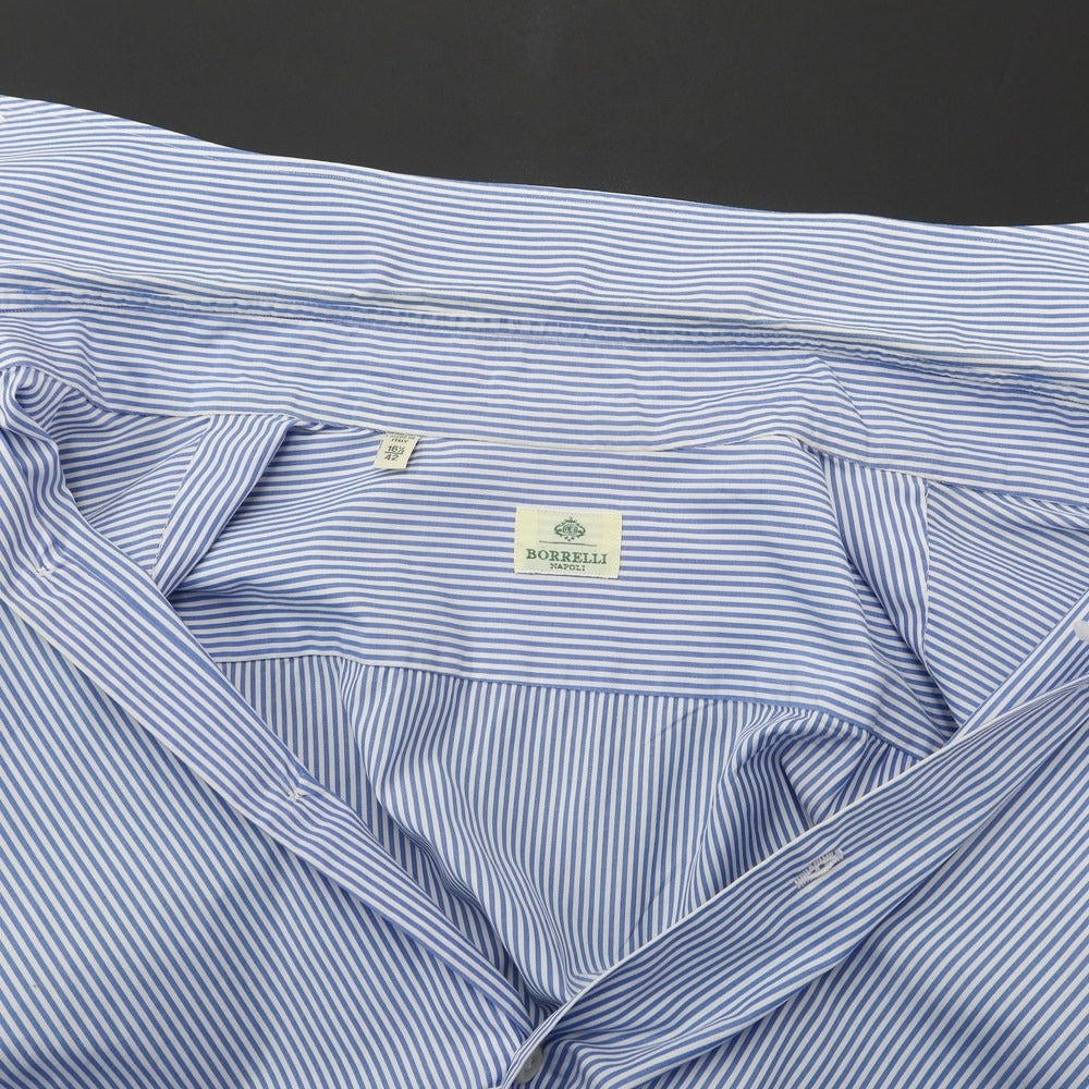 【中古】ルイジ ボレッリ Luigi Borrelli ブロードコットン ストライプ BDシャツ ブルーxホワイト【サイズ42】【BLU】【S/S/A/W】【状態ランクC】【メンズ】【768988】