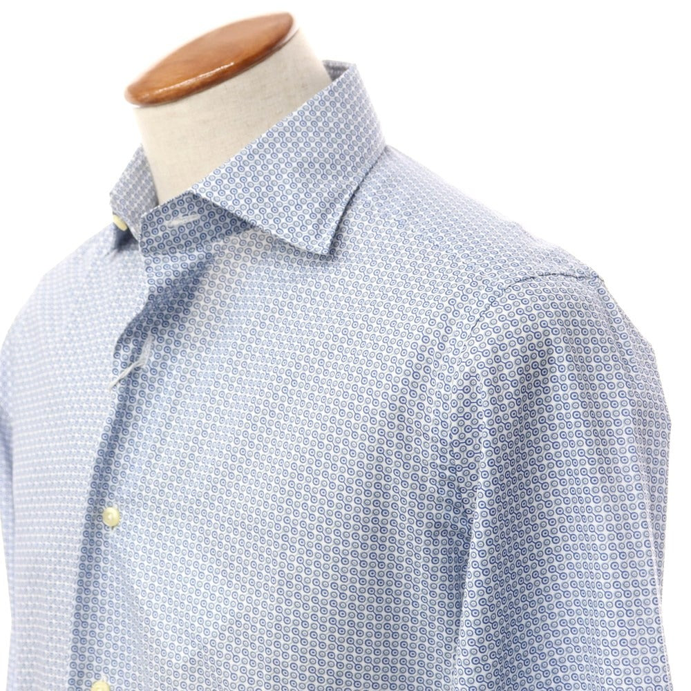 【中古】クイード QJD コットン プリント シャツ ブルーxホワイト×グレー【サイズ39】【BLU】【S/S/A/W】【状態ランクA】【メンズ】【768987】