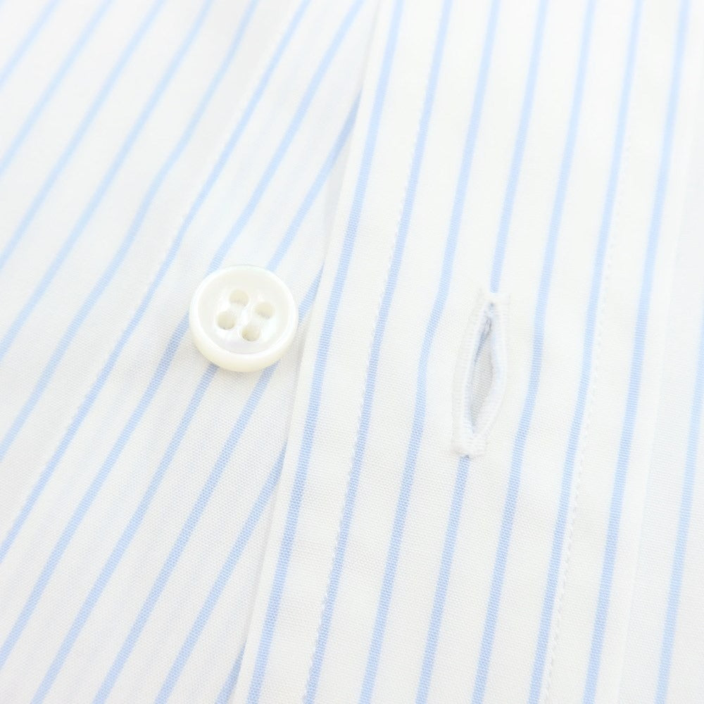 【中古】ブリーニ BURINI ストライプ セミワイドカラー ドレスシャツ ホワイトxライトブルー【サイズ40】【WHT】【S/S/A/W】【状態ランクB】【メンズ】【768982】