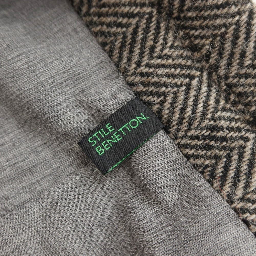 【中古】ベネトン BENETTON ウールポリエステル ヘリンボーン 2B カジュアルジャケット ウォームグレー【サイズL】【GRY】【A/W】【状態ランクB】【メンズ】【768893】