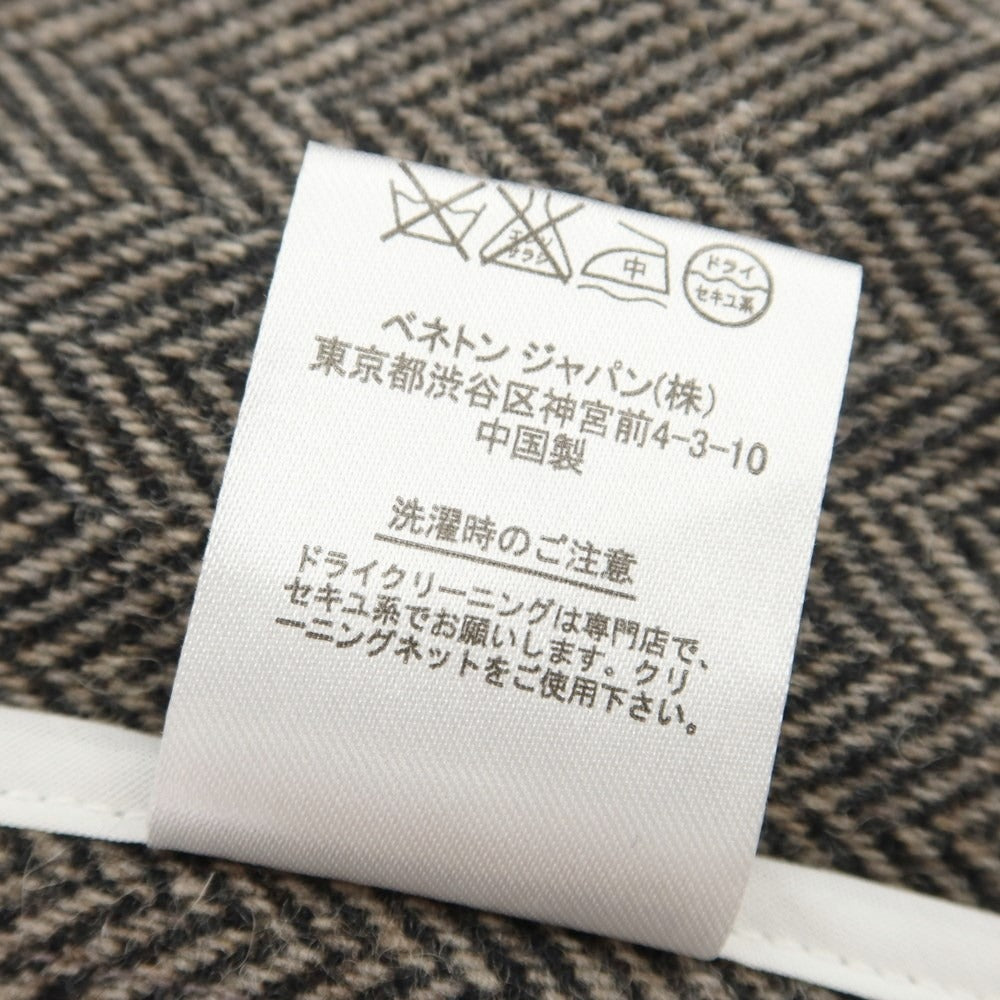 【中古】ベネトン BENETTON ウールポリエステル ヘリンボーン 2B カジュアルジャケット ウォームグレー【サイズL】【GRY】【A/W】【状態ランクB】【メンズ】【768893】