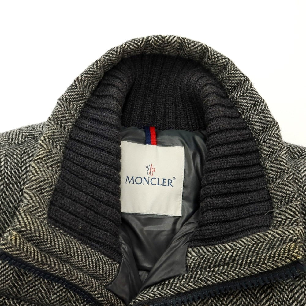 【中古】モンクレール MONCLER FLORIAN ウールツイード ヘリンボーン ダウンジャケット ブルゾン ブラックxホワイト【サイズ 0】【GRY】【A/W】【状態ランクB】【メンズ】【768878】
