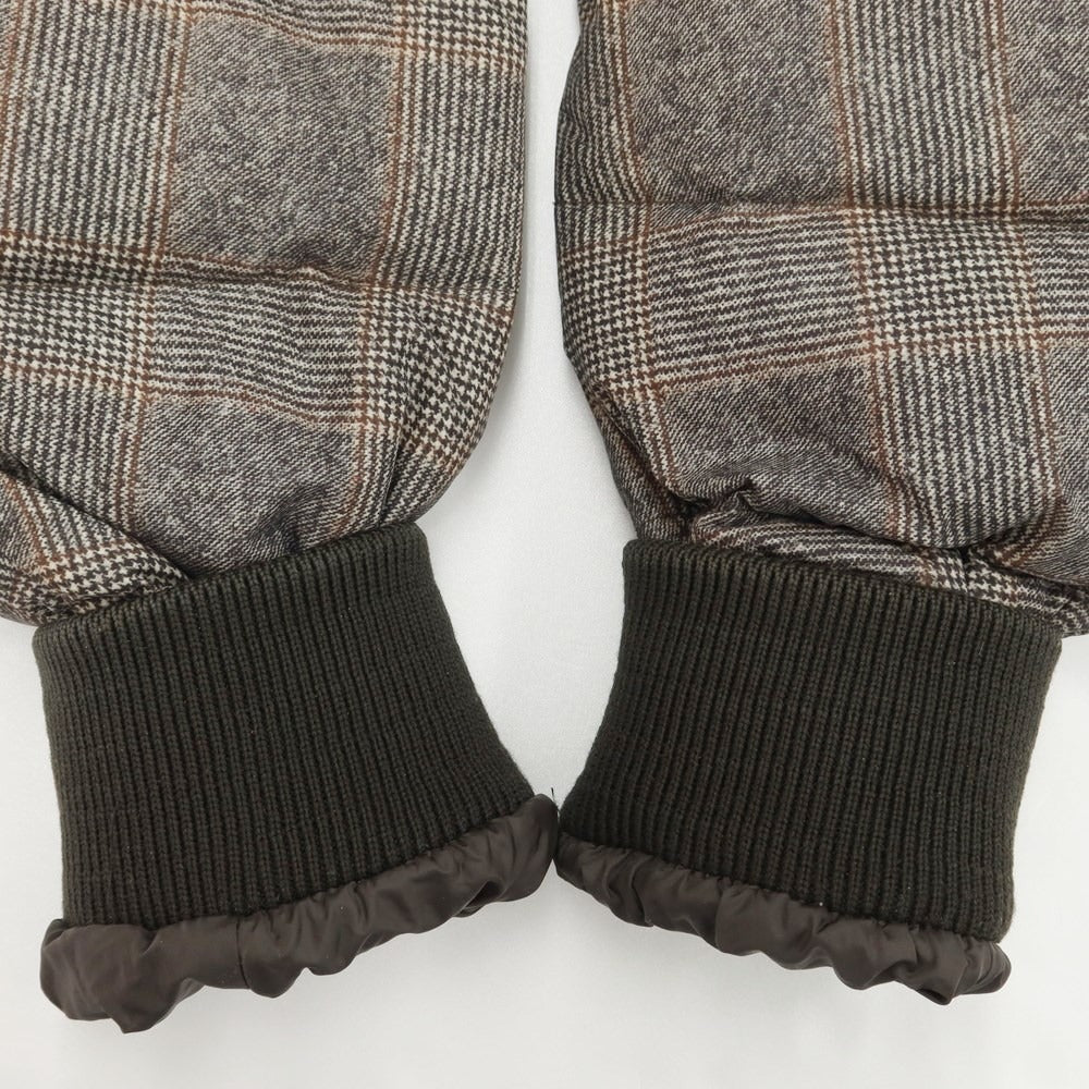 【中古】モンクレール MONCLER EUSEBE ナイロン チェック ダウンジャケット ブルゾン グレー系xブラウン【サイズ1】【GRY】【A/W】【状態ランクB】【メンズ】【768878】