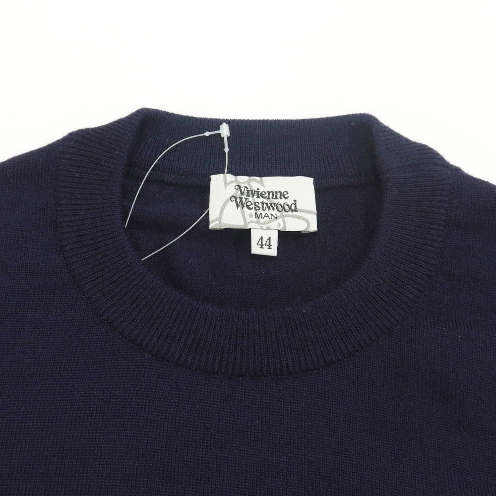 【中古】ヴィヴィアンウエストウッドマン Vivienne WestwoodMAN ウール クルーネック プルオーバーニット ネイビーxパープル【サイズ44】【NVY】【A/W】【状態ランクB】【メンズ】【768885】