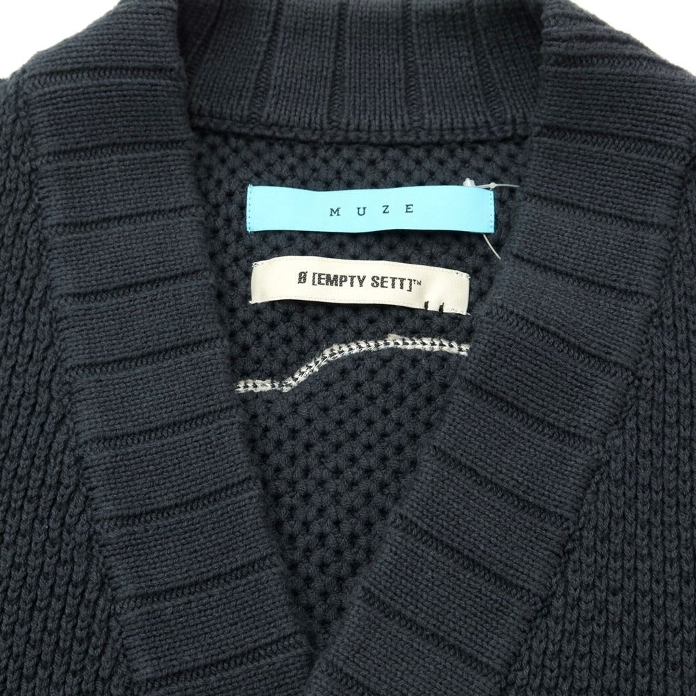 【中古】ミューズ MUZE × EMPTY SETT コットンアクリル ニット カーディガン ダークグリーン【サイズ2】【GRN】【S/S/A/W】【状態ランクB】【メンズ】【768879】