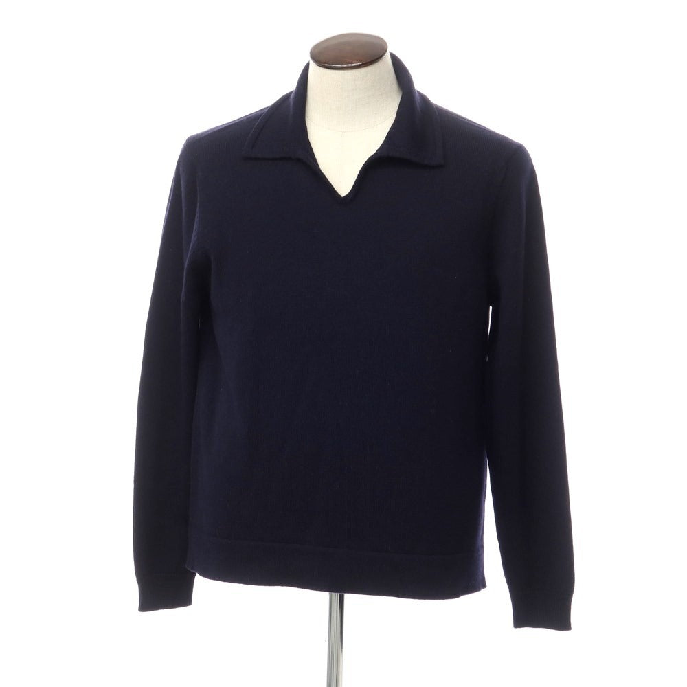 【中古】ダンヒル Dunhill ウール 長袖 スキッパー ポロニット ネイビー【サイズL】【NVY】【A/W】【状態ランクB】【メンズ】【768879】