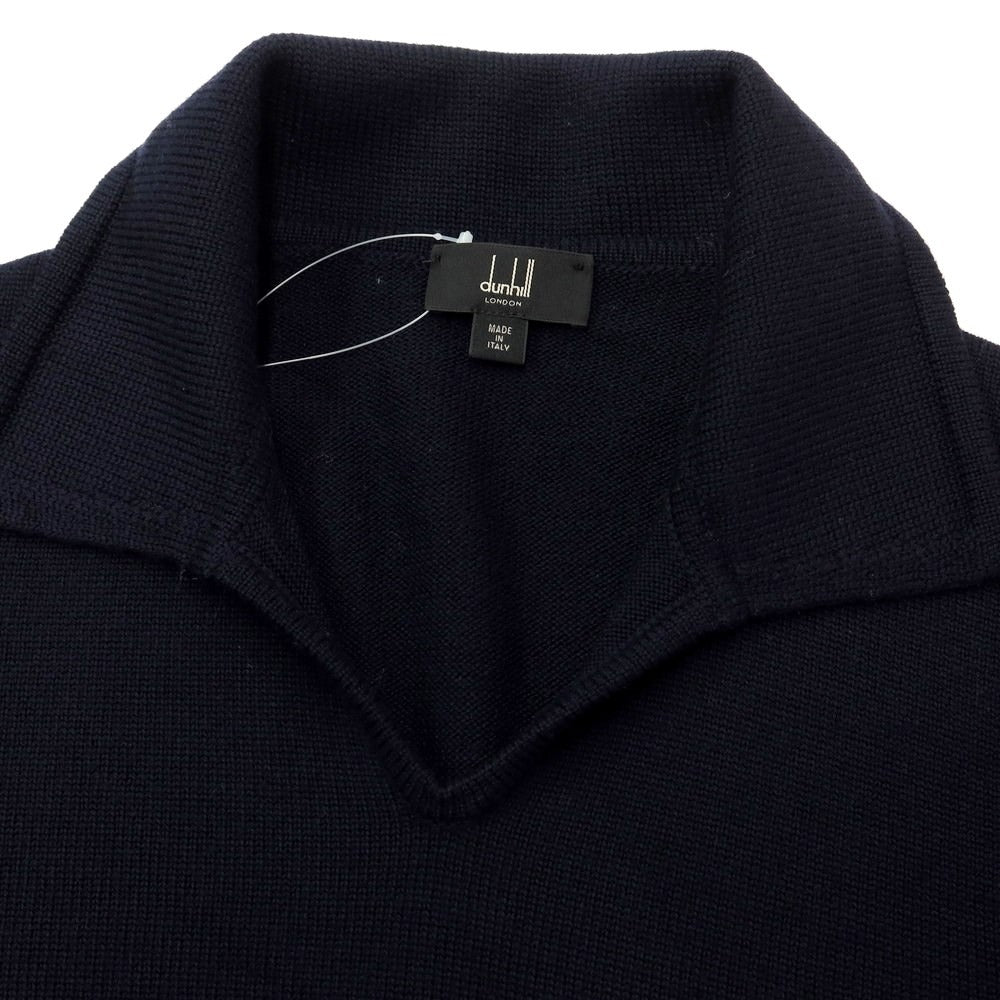 【中古】ダンヒル Dunhill ウール 長袖 スキッパー ポロニット ネイビー【サイズL】【NVY】【A/W】【状態ランクB】【メンズ】【768879】