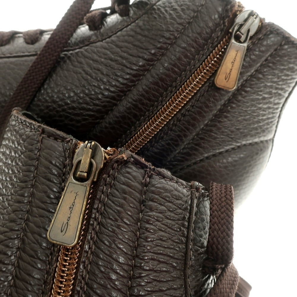 【中古】サントーニ Santoni レザー ハイカット スニーカー ダークブラウン【サイズ5 1/2】【BRW】【S/S/A/W】【状態ランクA】【メンズ】【768788】