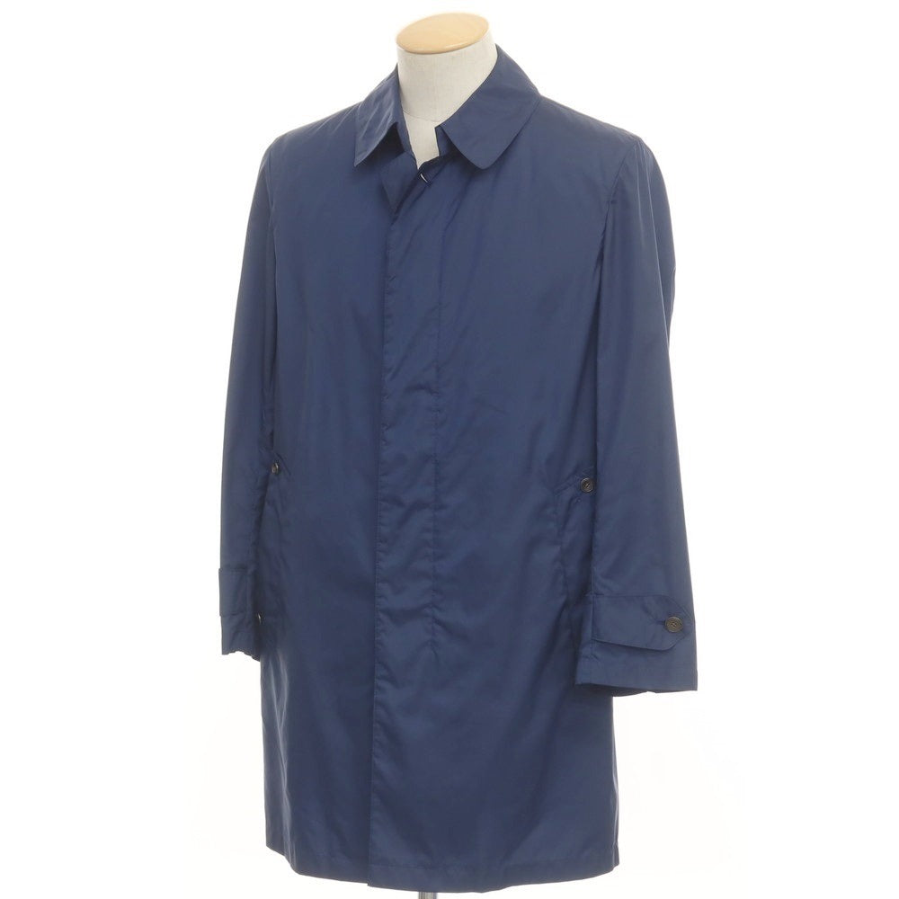 【中古】フランコ プリンツィバリー FRANCO PRINZIVALLI ポリエステル ステンカラーコート ネイビーブルー【 44 】【 状態ランクB 】【 メンズ 】