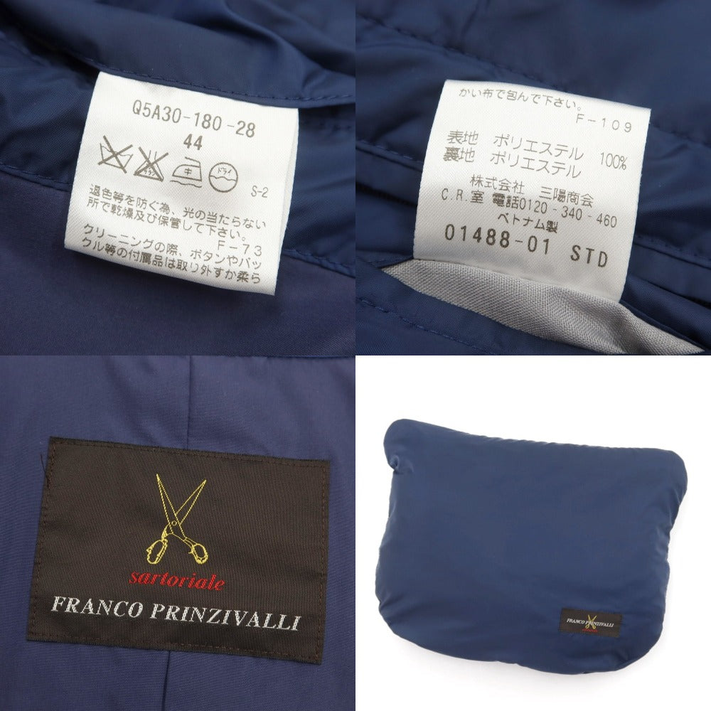 【中古】フランコ プリンツィバリー FRANCO PRINZIVALLI ポリエステル ステンカラーコート ネイビーブルー【 44 】【 状態ランクB 】【 メンズ 】