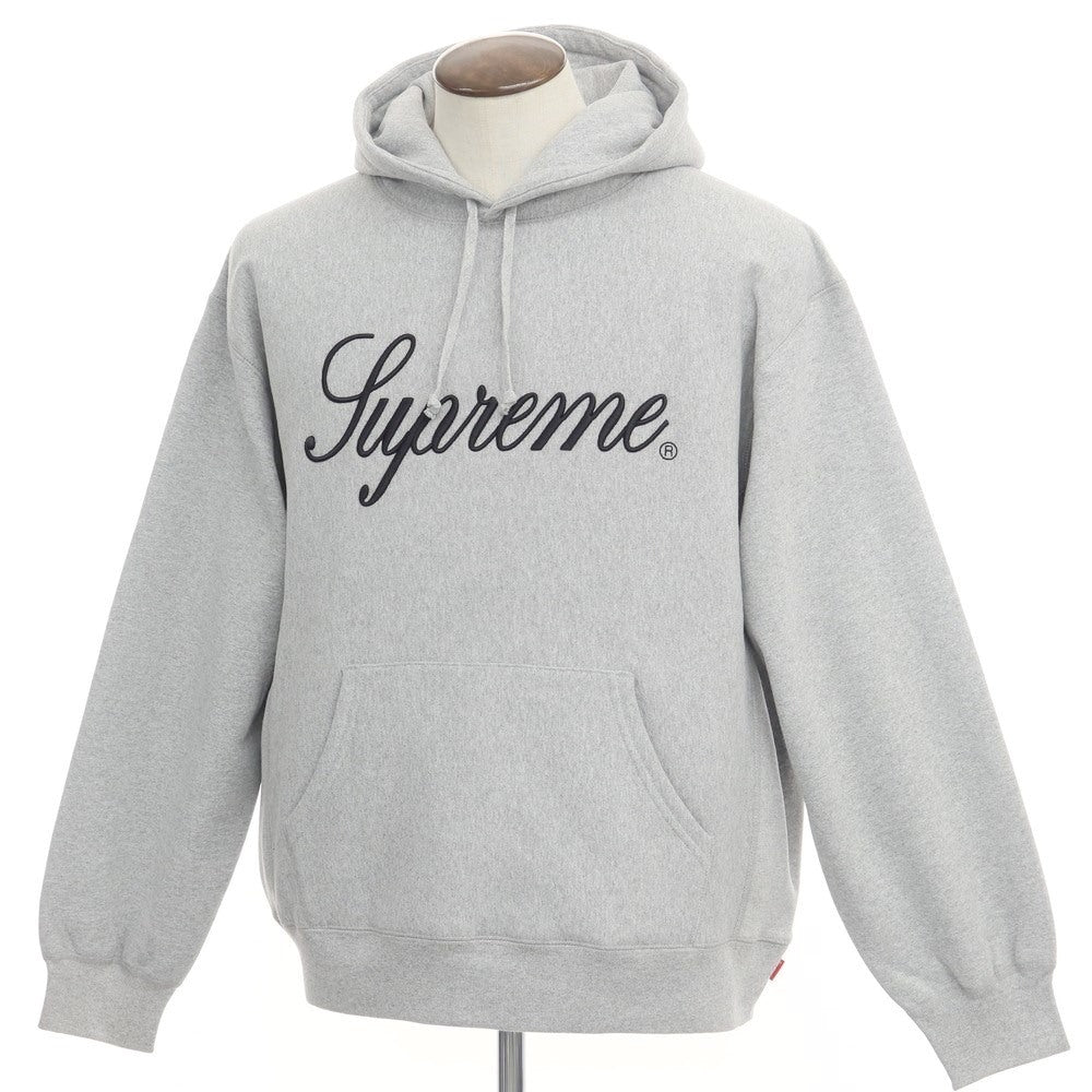 【中古】シュプリーム Supreme 2023年秋冬 Raised Script Hooded Sweatshirt プルオーバー スウェットパーカー ライトグレー【サイズL】【GRY】【A/W】【状態ランクA】【メンズ】【768869】