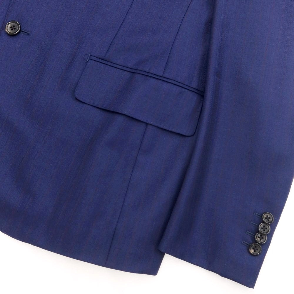 【中古】インベストメント クロージング INVESTMENT CLOTHING ウールカシミヤ ストライプ 2つボタンスーツ ネイビーブルーxマルーン【 表記なし(S位) 】【 状態ランクB 】【 メンズ 】