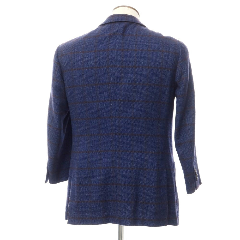 【中古】ルチアーノ バルベラ LUCIANO BARBERA ウール チェック テーラードジャケット ネイビーxブラウン【サイズ表記なし(L位)】【NVY】【A/W】【状態ランクC】【メンズ】【759894】