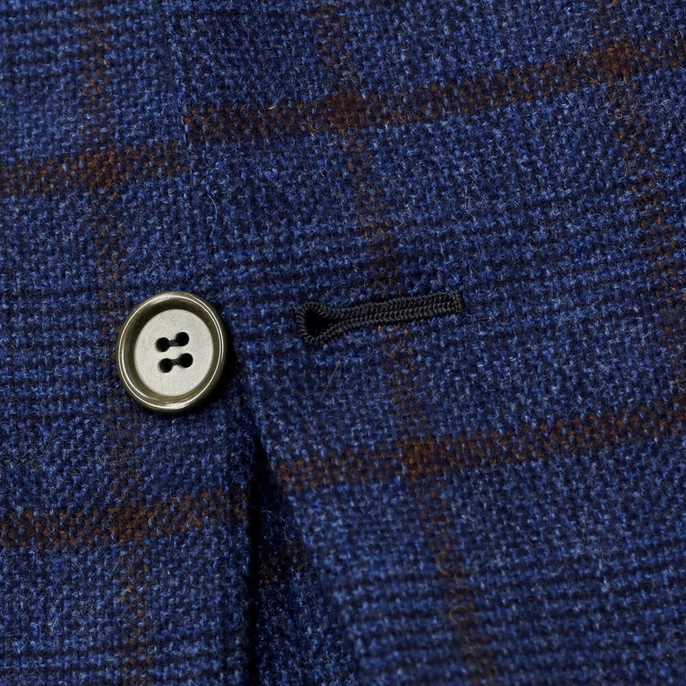 【中古】ルチアーノ バルベラ LUCIANO BARBERA ウール チェック テーラードジャケット ネイビーxブラウン【サイズ表記なし(L位)】【NVY】【A/W】【状態ランクC】【メンズ】【759894】