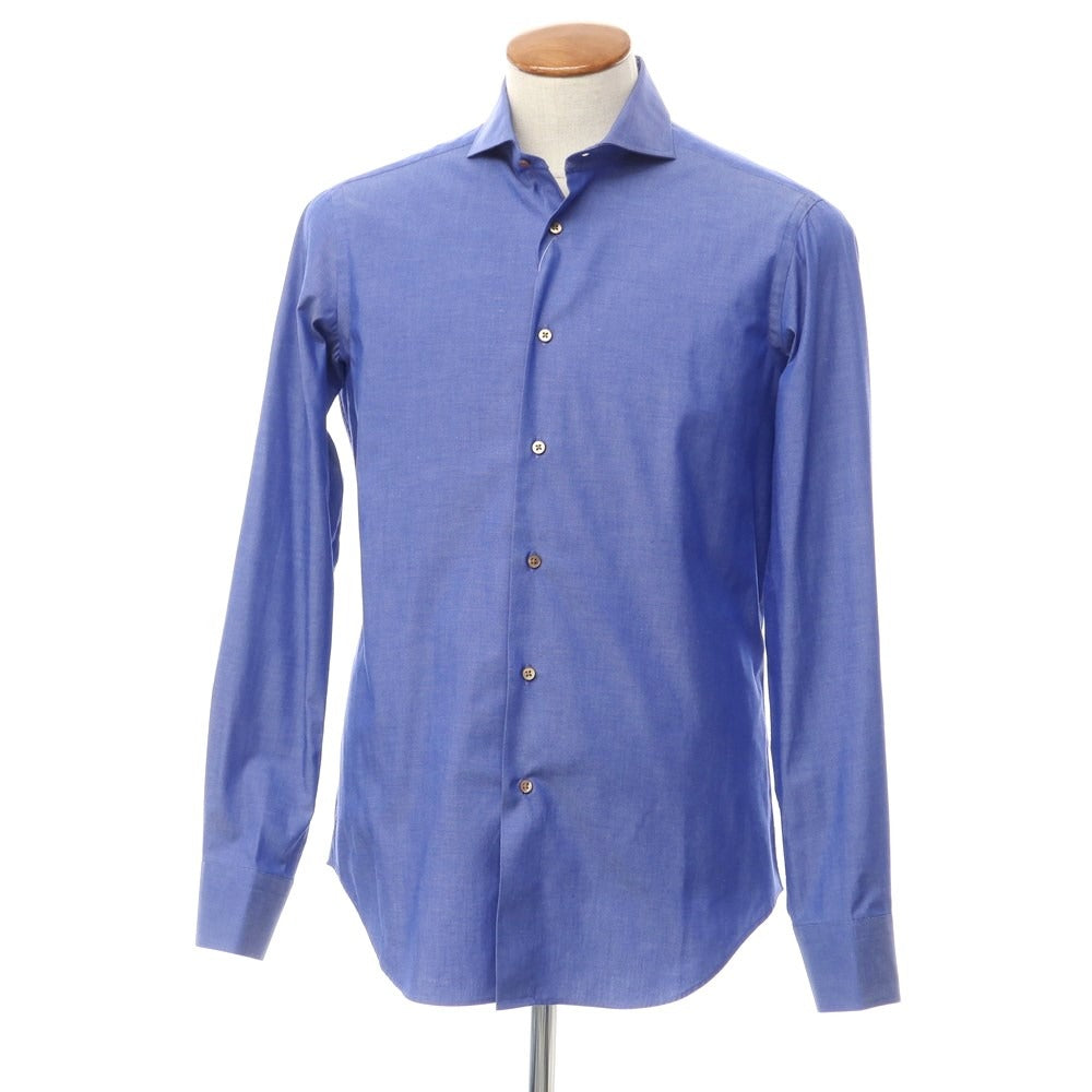 【中古】メイカーズシャツ カマクラ Makers Shirt 鎌倉 TRAVELER コットンポリエステル ドレスシャツ ブルー【 39-8